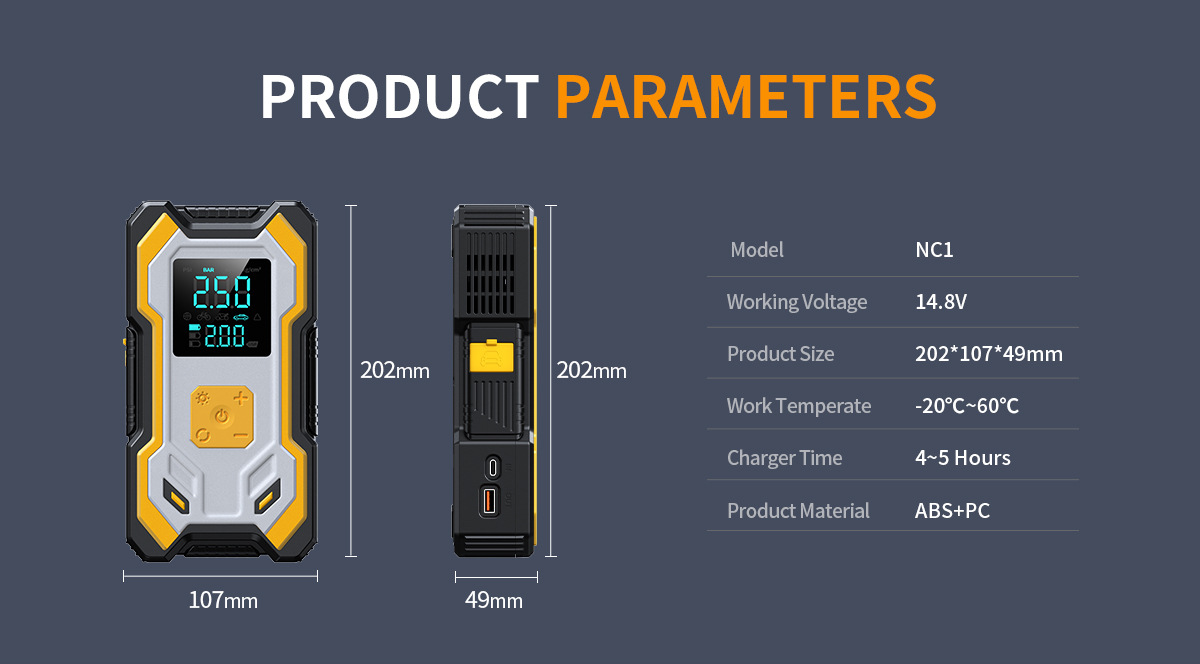 [NC1] Cross-border car emergency starting power supply and air pump integrated power bank, multifunctional portable battery booster