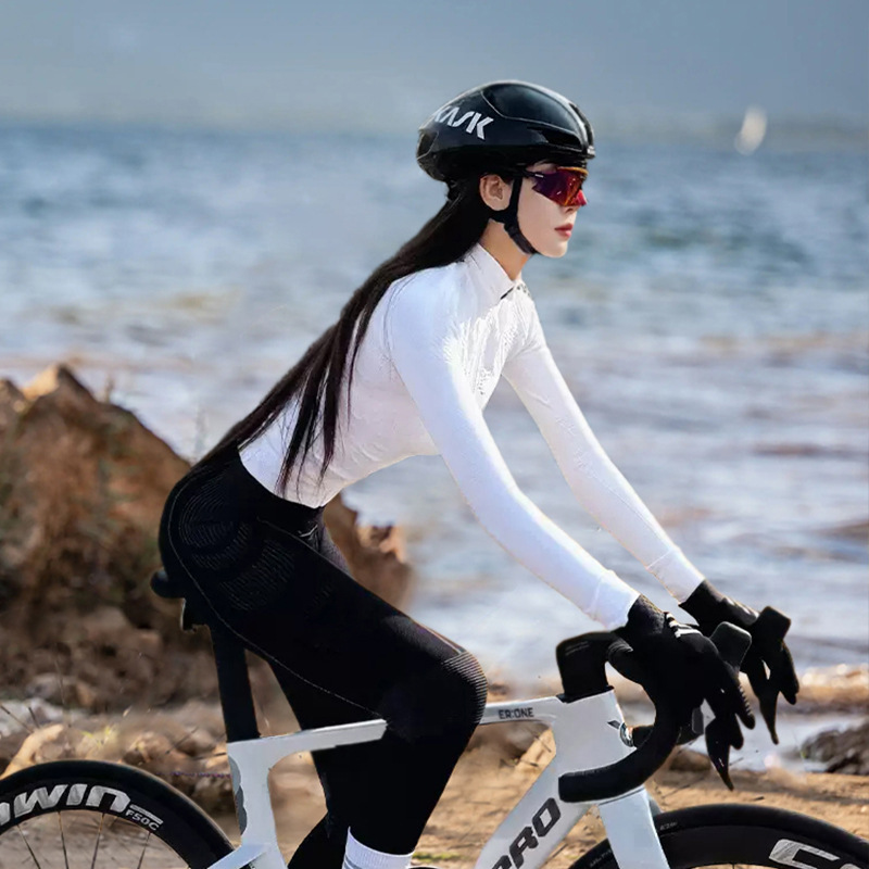 New Tight-Fitting Running Sports Top Breathable Nude Fitness Jacket Training Quick-Drying Long-Sleeved Cycling Jersey for Women