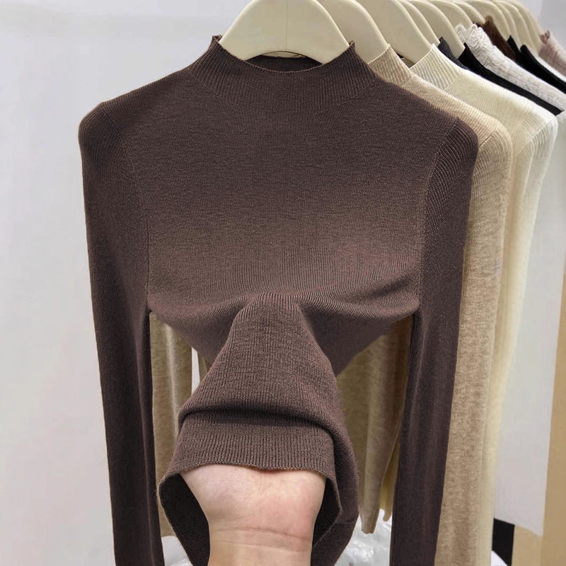 Popular High-Quality Items from the Thirteen Lines ~ Half-High Collar Soft and Waxy Knitted Knitwear for Women, Slim Fit Pullover, Thin Knitwear, Mid-Collar Bottoming Shirt