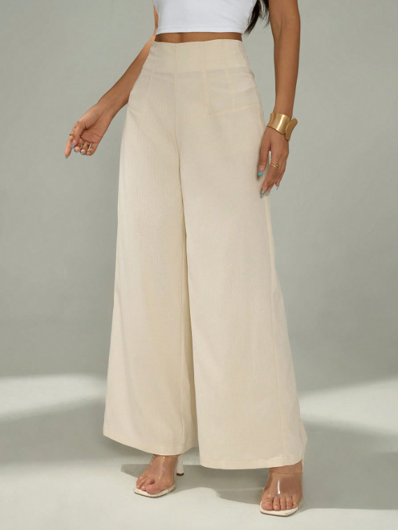 Pantaloni a gamba larga donna autunnali casual fluidi sfiancati_voghion.com