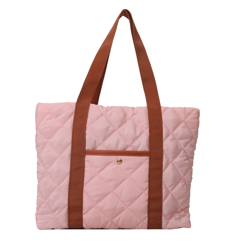 Bolsa de ropa de algodón, bolso de pluma de algodón de mujer, bolso coreano ligero 2025, nuevo estilo de aire extranjero, bolso de hombro de gran capacidad.