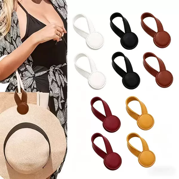 Cross-Border Exclusive Supply of Leather Magnetic Hat Clips, Magnetic Round Storage Wallets, Travel Bag Accessories