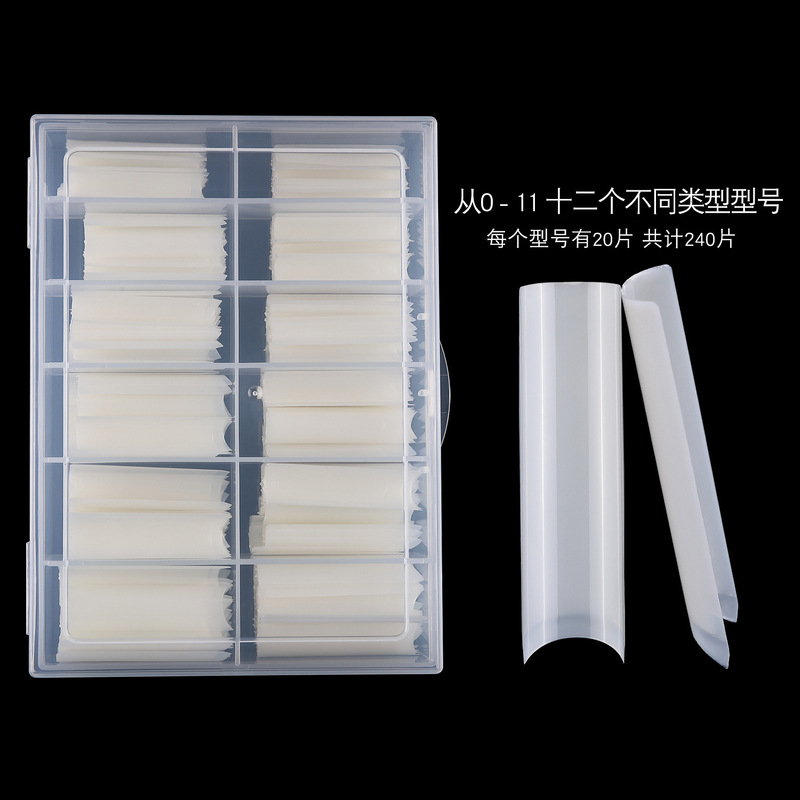 Cross-border lengthened water pipe denim nail sheet NO C fake nail patch 240 boxed transparent semi-paste XXL water pipe Cross-border lengthened water pipe denim nail sheet NO C fake nail patch 240 boxed transparent semi-paste XXL water pipe