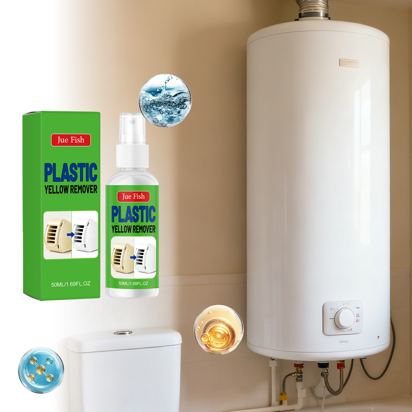Jue Fish Plastic De-Yellowing Spray Household Plastic Cleaning and Brightening Convenient Care Spray