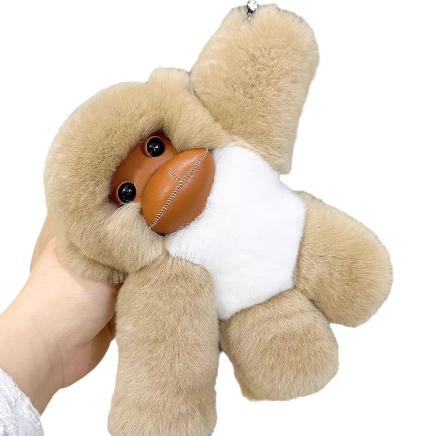 Real Rex conejo mono de piel coche llavero colgante ins lindo peluche muñeca bolsa regalo