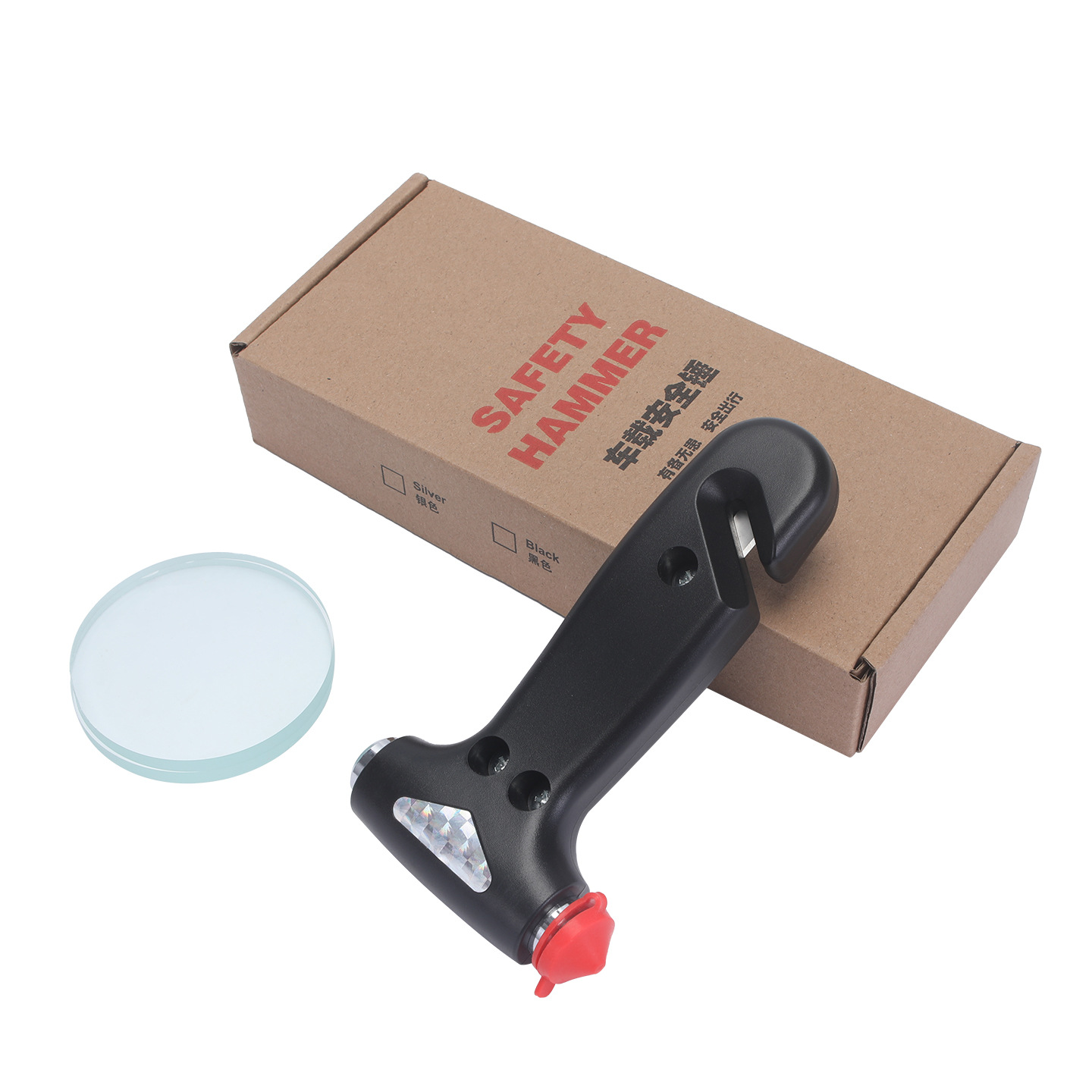 Cross-border car safety hammer window breaker emergency tool with cutter, two-in-one solid fire escape hammer window breaker