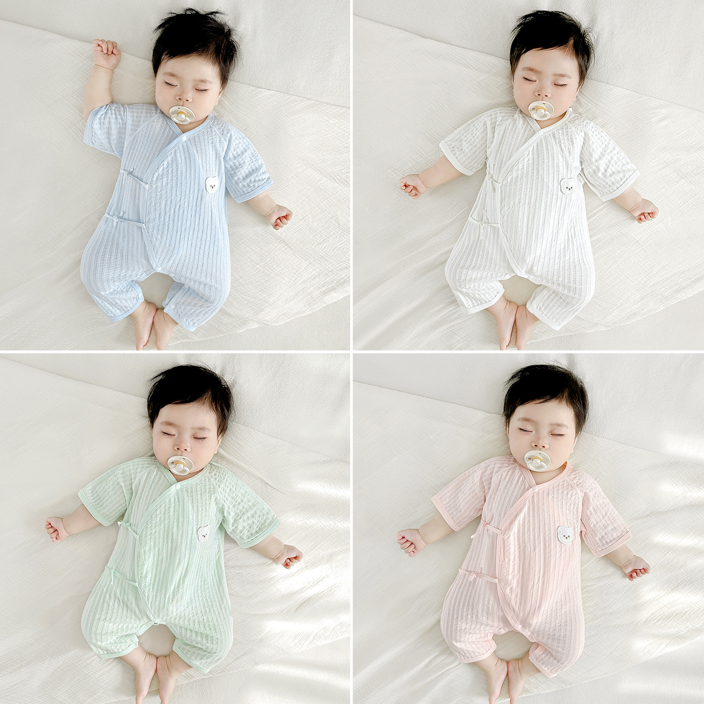 Ropa de bebé de una pieza, ropa de verano para recién nacidos, pijamas finos para hombres y mujeres, mameletes de monje de manga corta para niños pequeños, ropa de verano para bebés
