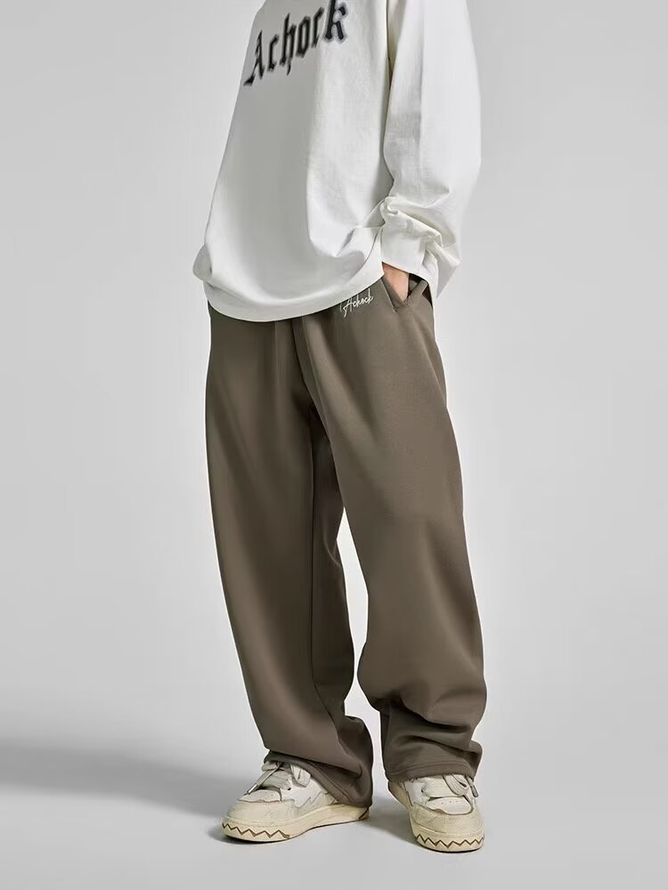 Herren Waffelstrick Jogginghose Mit Geradem Bein Für Freizeit_voghion.com