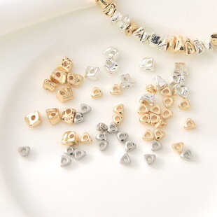 18K Gold Broken Silver Bead Accessories DIY Handmade Bracelet Beaded Triangle Bracelet Beaded Baroque Shaped Spacer