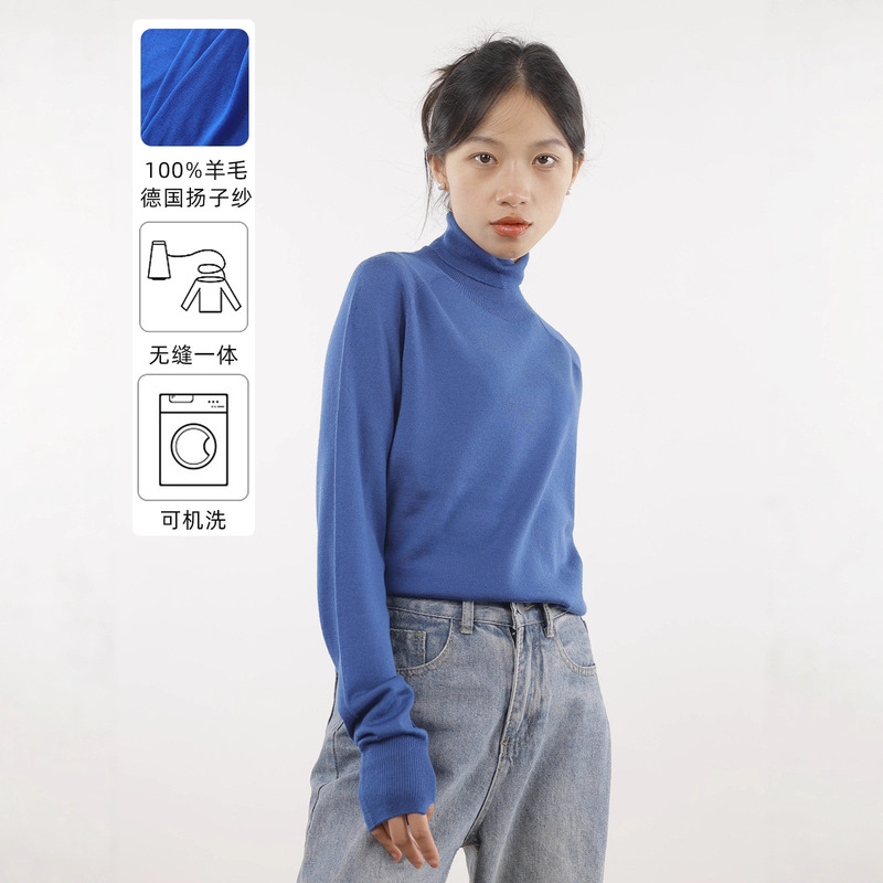 Jnby/Jiangnan Buyi Outlet Autumn and Winter Sweaters Women's Loose Pullover Solid Color High Collar Long Sleeve Casual