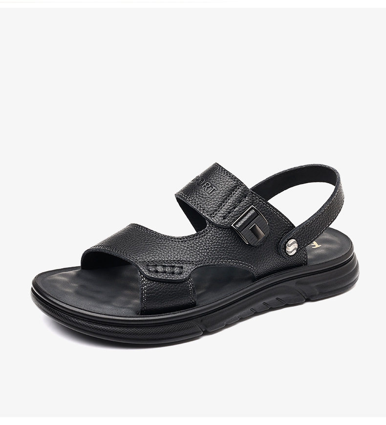 Dép sandal nam da bò thật hở ngón, đế mềm chống trượt, thoáng khí đi biển và sinh hoạt hằng ngày — 51218 Màu nâu, 51218 Màu đen chi tiết 19