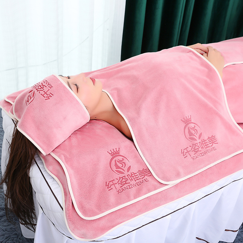 Towel and Bath Towel Set with Velcro, Head Wrap, Bath Skirt, Beauty Bed Sheet with Hole, Large Bed Sheet, Massage Bed Sheet, Absorbent and Quick-Drying