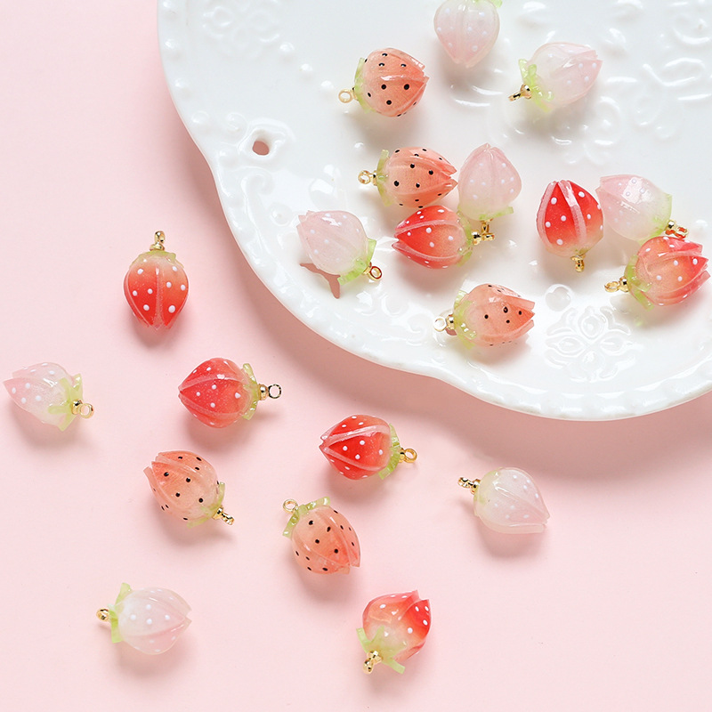 Charms, Necklace Classification 1 Piece Resin Tree Strawberry Pendant Charms Necklace