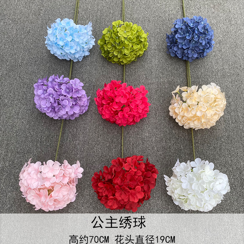 Hortensia única flor artificial princesa Hortensia salón de bodas Flor de boda floral Flor de seda lote transfronterizo