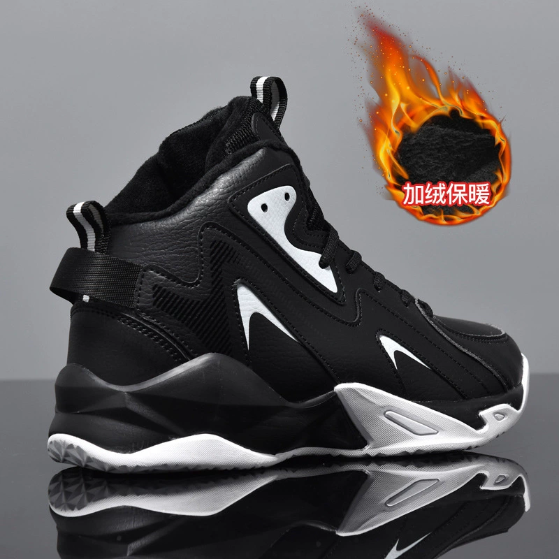 2024, зимние бархатные баскетбольные кроссовки, мужская обувь с высоким берцем, большой размер, суперволокно 50, кожаная трансграничная теплая хлопковая обувь, спортивная обувь 49