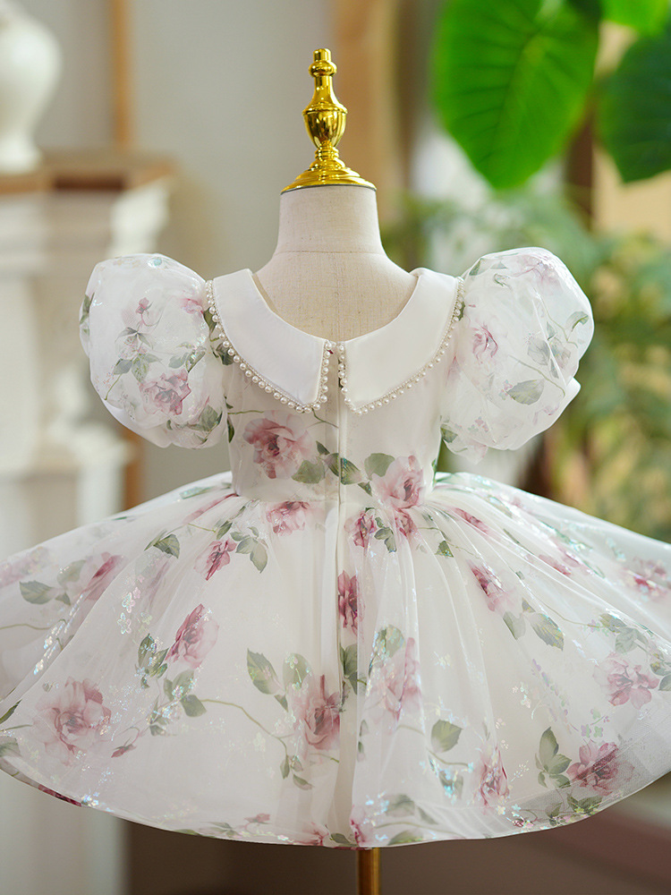 Girls' First Birthday Dress Little Girl Princess Dress Flower Girl Dress Children's Host Wedding Dress Catwalk Piano Performance Costume_voghion.com