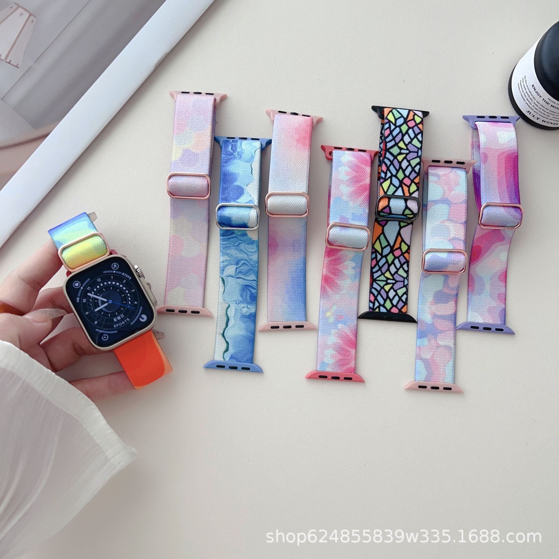 For apple apple Watch 8 Watercolor Nylon Watch Band iwatch7/6/5/4 Breathable Strap