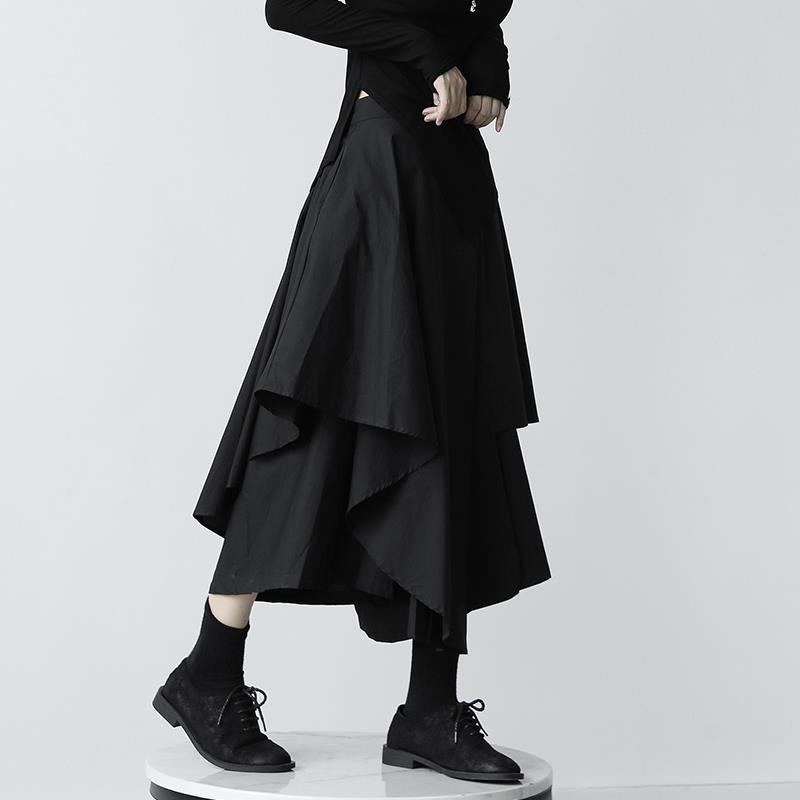 Irregular A-Line High-Waisted Flared Fishtail Skirt for Women, Trendy Black Japanese Style Skirt Pants for Spring and Autumn 2026