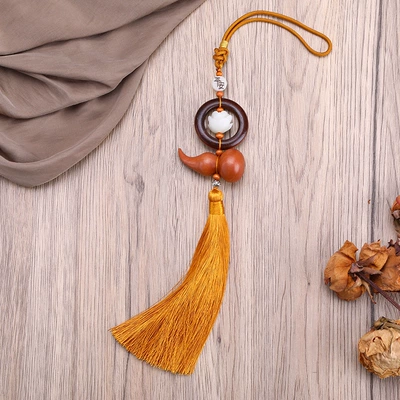 pendant wholesale, Car hanging - wood-gourd-lotus-earth-yellow