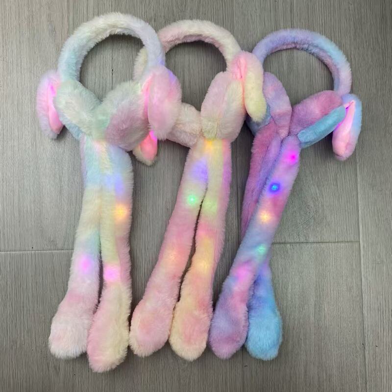 New Tiktok-Style Plush Earmuffs with Glowing and Moving Rabbit Ears, Cute and Warm, Internet Celebrity Model, Wholesale from Manufacturer