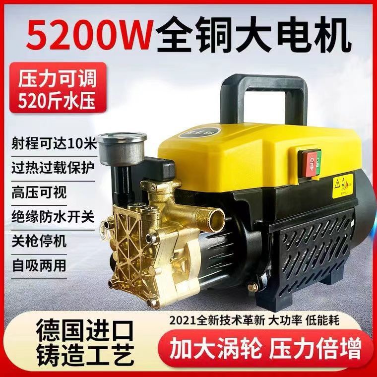 Xǐchējī All-Copper Car Washer High-Power Electric Water Gun 220V (Portable car washer) - upgraded-power-long-gun-7m-explosion-proof-pipe-quick-connect