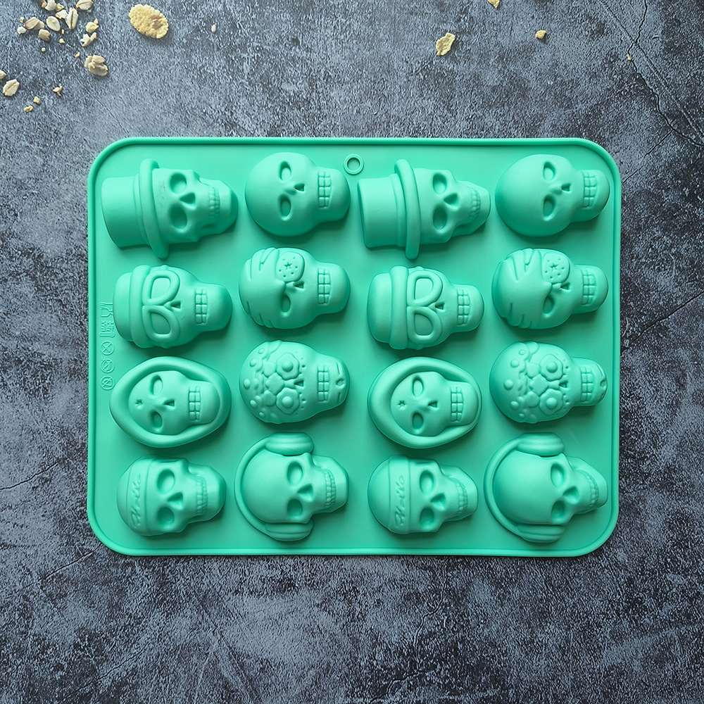 Skull Grid Hielo Silicone Mold Bar DIY Extraña bandeja de hielo 3D pudín de chocolate molde de pastel 688