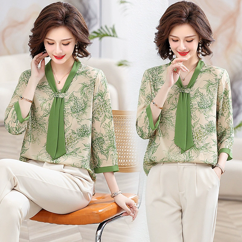 Летний костюм для мамы на день женской одежды, модный новый стиль, женщины среднего и пожилого возраста, весенне-летние футболки с короткими рукавами, топы большого размера