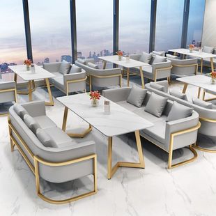 Nordic Cafe Milk Tea Shop Leisure Negotiation Bar Clear Bar Commercial Western Restaurant Booth Sofa Table and Chair Combination