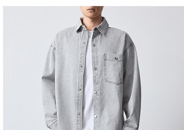 Áo khoác denim nam phong cách Mỹ, thêu họa tiết, kiểu dáng cổ điển — màu xanh nhạt chi tiết 13