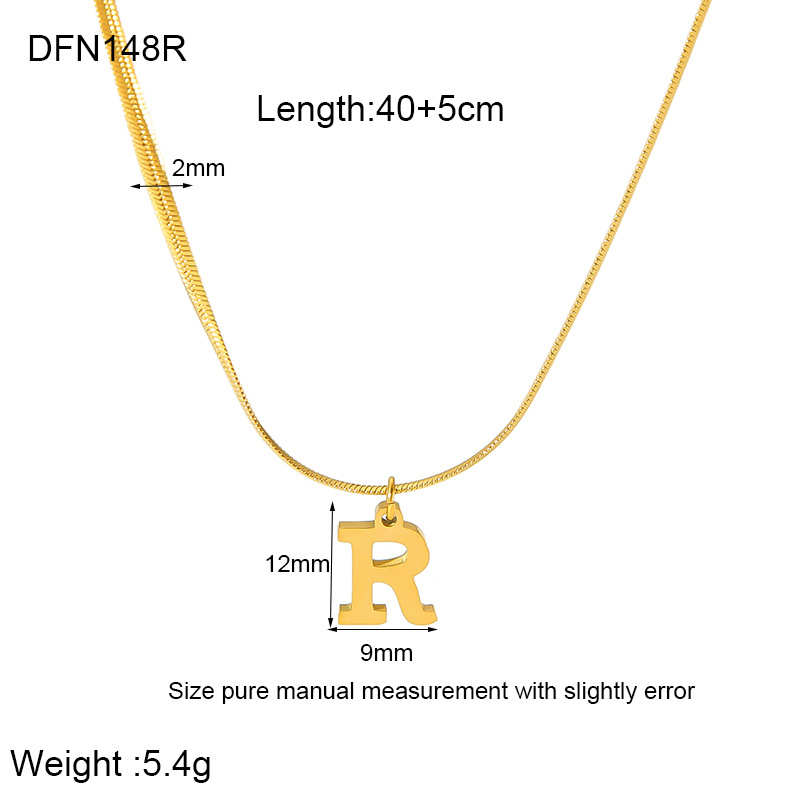 304 Stainless Steel 18K Gold Plated Simple Style Polishing Letter Pendant Necklace display picture 21