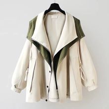 秋冬新款收腰中长款风衣韩版女士装休闲流行假两件上衣