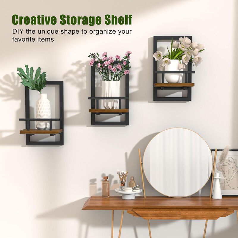 Cross-Border Living Room Wall Storage Rack, Wall Floating Shelf, Square Picture Frame Shelf, Tv Background Wall Storage Rack