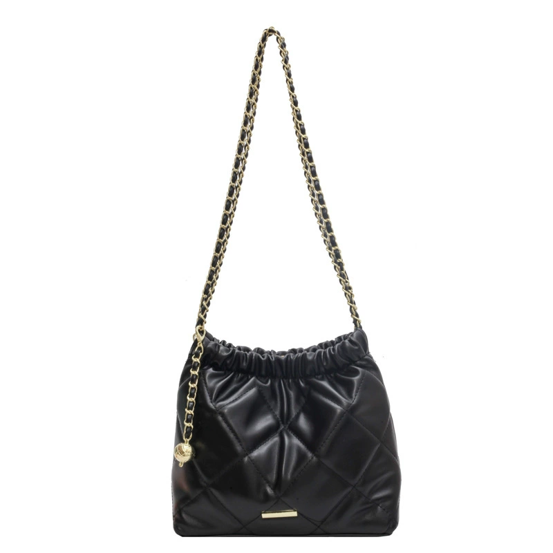 Shoulder bag summer one-shoulder, quilted diamond pattern with chain strap, leisure style