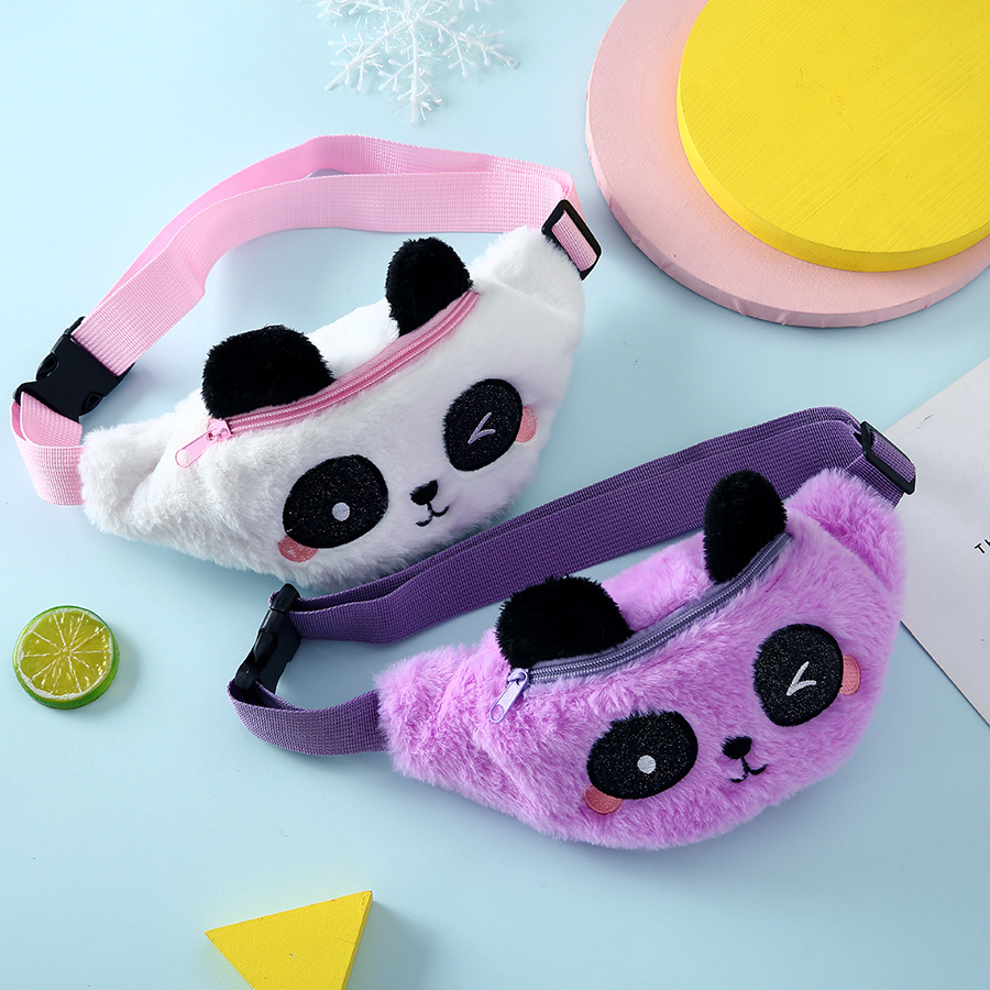 Cute Panda Cartoon Plush Waist Bag Children's Messenger Bag27*13*3 display picture 2