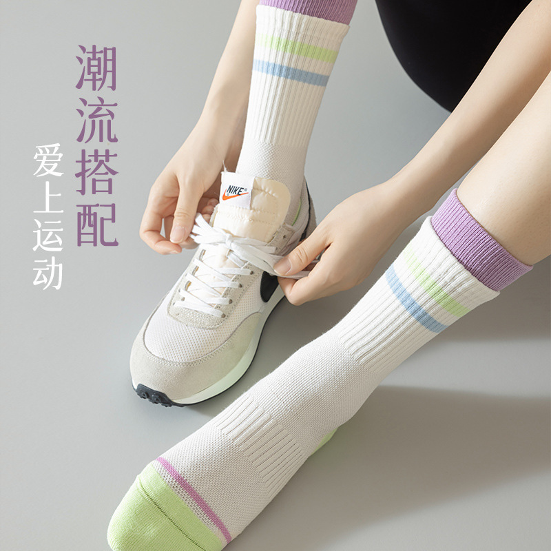 Spring and Summer Men's and Women's Socks Thickeneded Towel Bottom Mid-Length Running Socks Deodorant Quick-Drying Outdoor Elite Socks Sports Socks