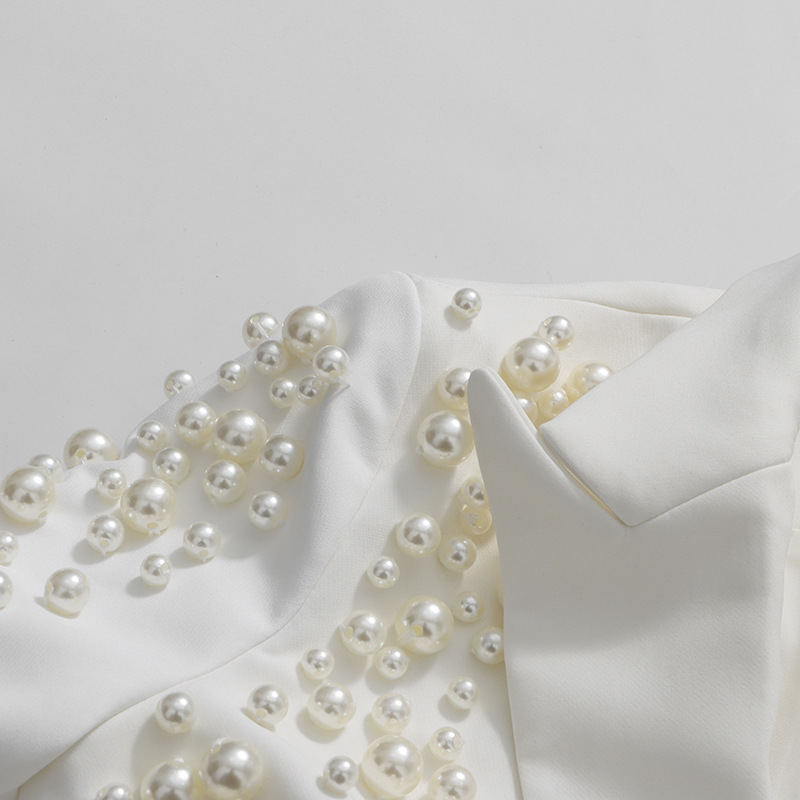Elegant Women's V-neck Beaded Blouse And Irregular Skirt Set_voghion.com