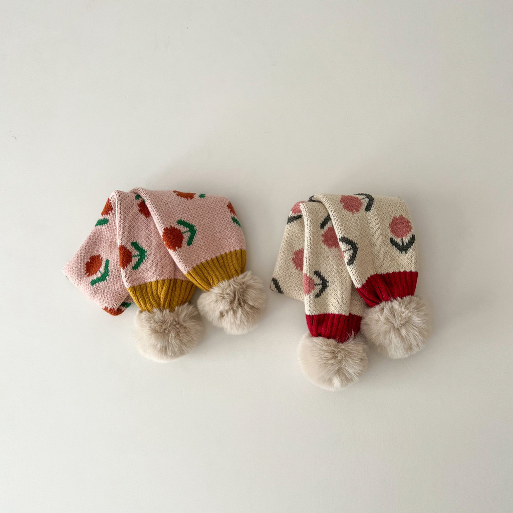 Children's scarf winter fashion ins cute flower knitted warm baby bib_voghion.com