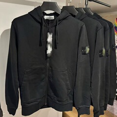 跨境Stone石头罗盘袖标拉链卫衣男女百搭纯色休闲运动连帽衫外套