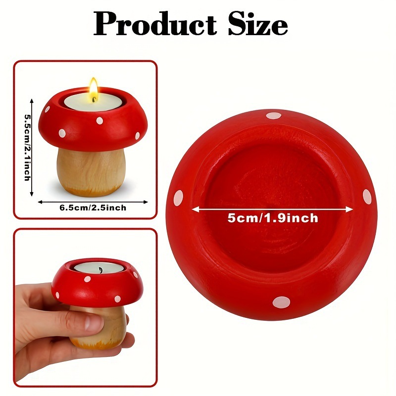 Amazon nuevo estilo de hongos candelabro de madera atmósfera festiva decoración de escritorio candelabro