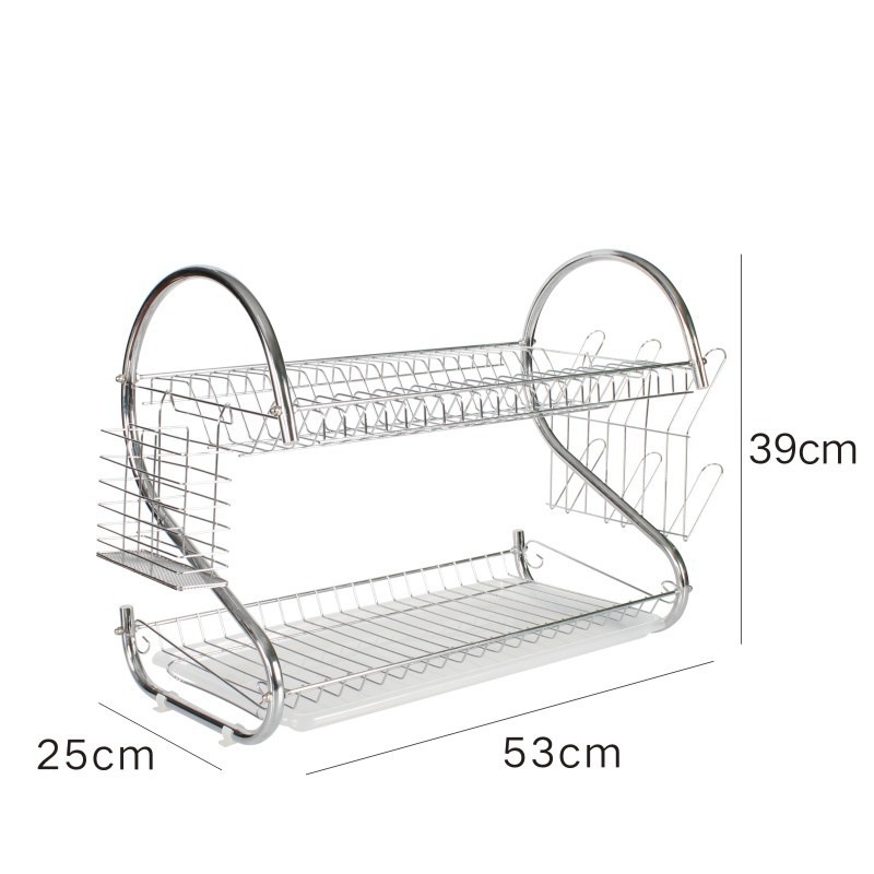Escurridor de Platos Doble Capa Tipo S de Hierro con Soporte para Cuchillos para Encimera de Cocina image 11
