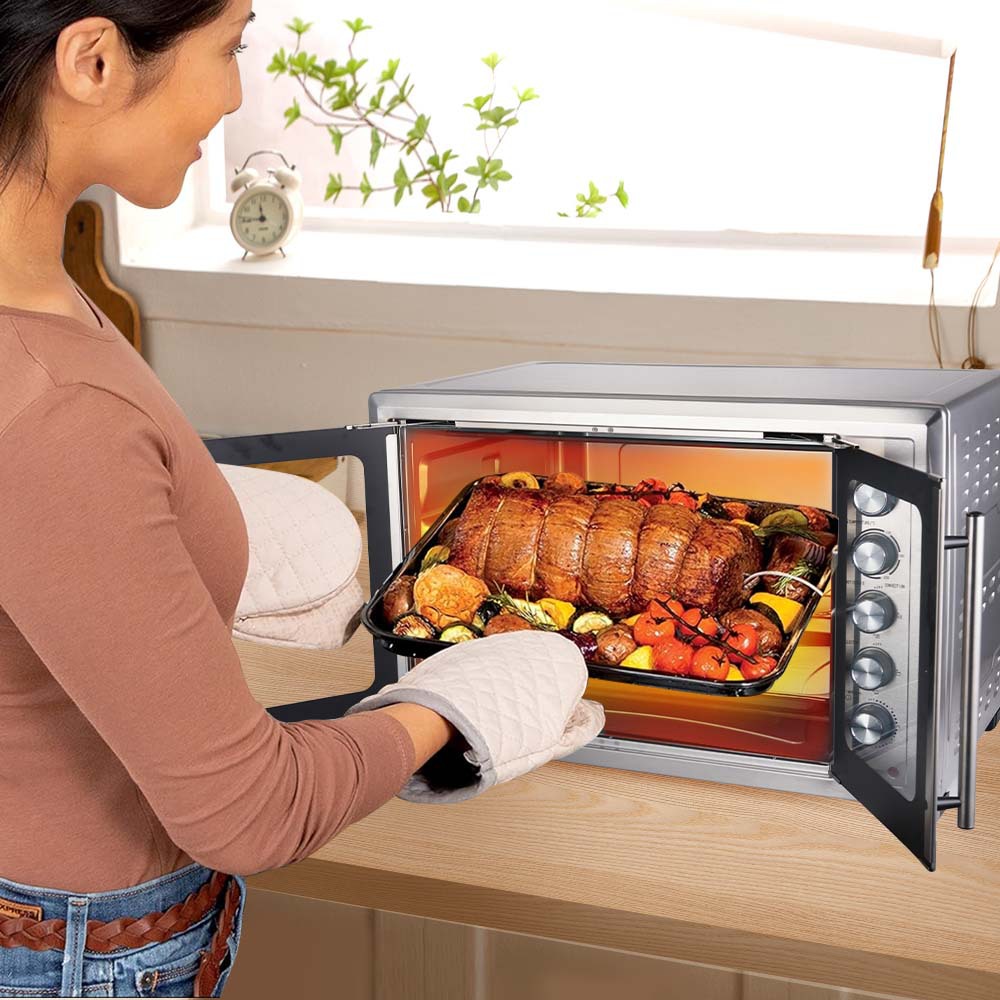 Winning star cross-border 100/120L horneado pollo asado pizza hogar acero inoxidable puerta a puerta horno francés