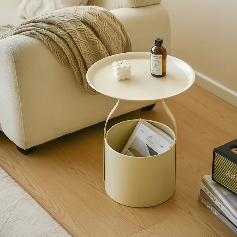 Sofá de viento de crema dormitorio pequeño mesilla de cabecera sala de estar mini cafeteria en línea pequeña mesa redonda de hierro forjado