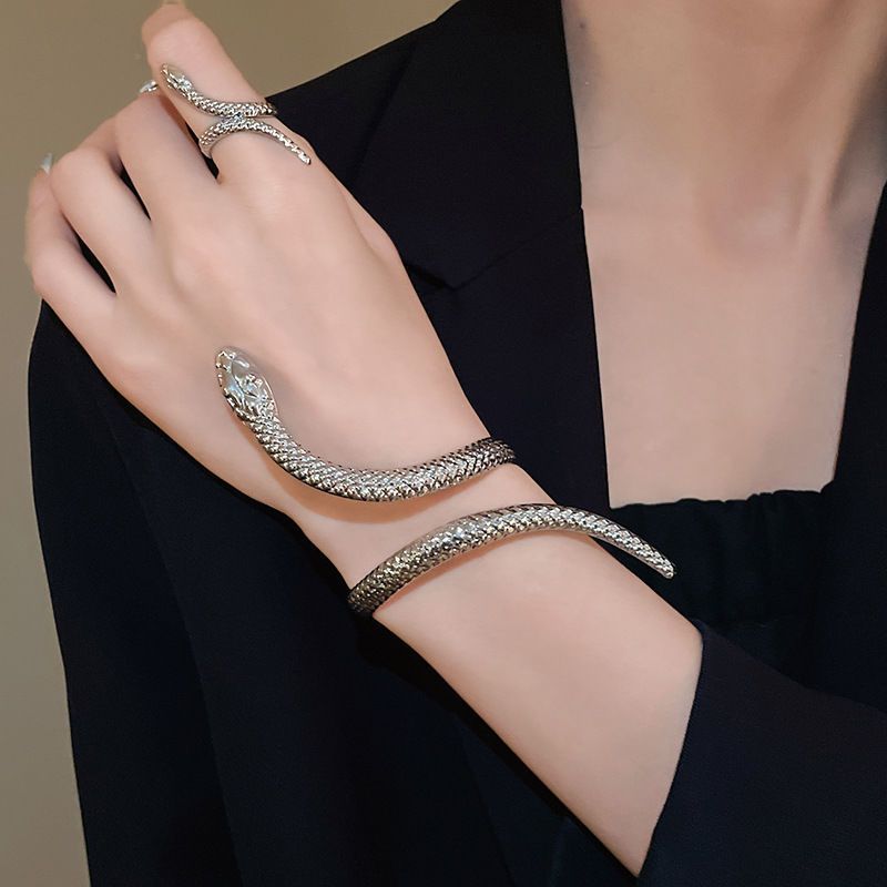 Conjunto de anillo de pulsera de serpiente transfronteriza europea y americana, pulsera exagerada de nicho, moda personalizada, joyería de alta gama al por mayor femenina