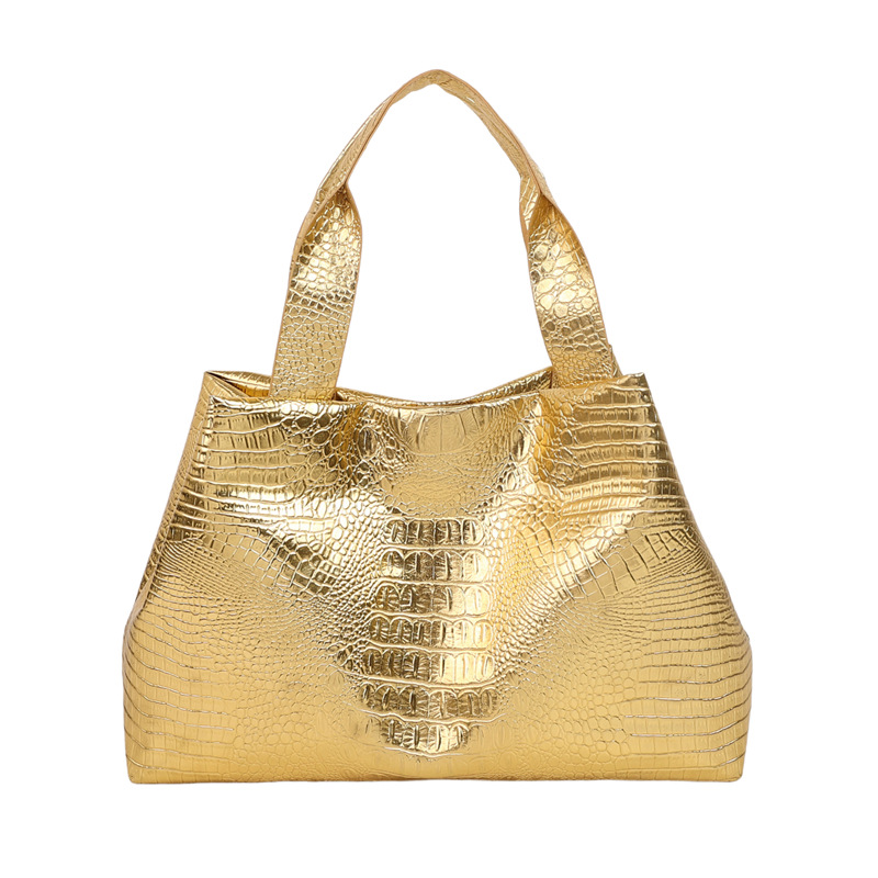 Nueva moda de moda perezosa bolsa de mano cocodrilo estampado de gran capacidad 2025 verano relajado bolso especial para mujeres