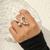 Retro design fashionable one size ring from pearl, French retro style, light luxury style, Korean style, simple and elegant design