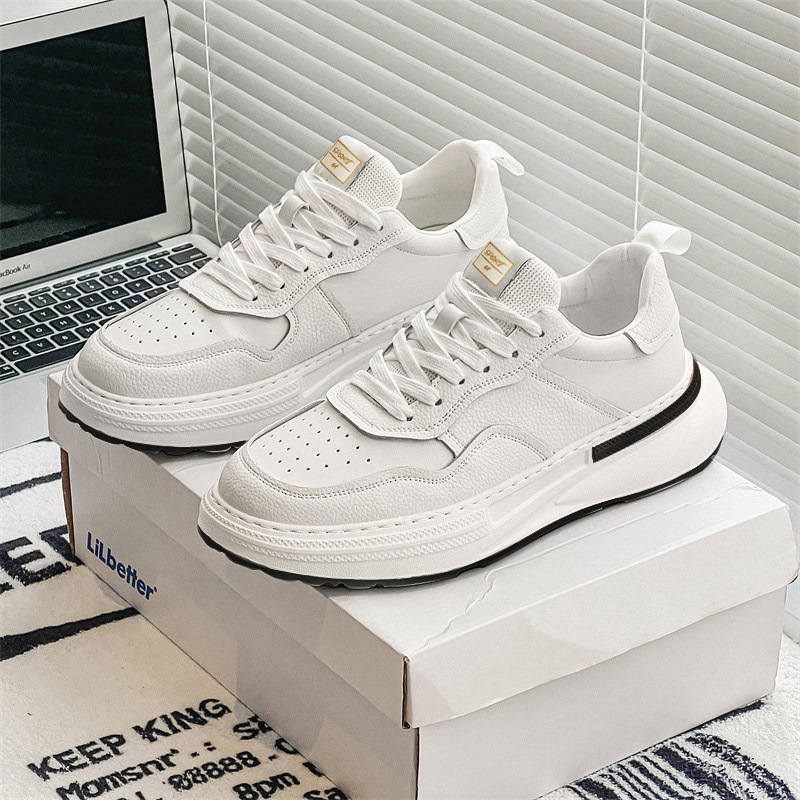 ShoeGlobe New Fashion Winter Plush Low-top Dad Trendy Versatile Thick-soled Sports Casual Men's White Shoes_voghion.com