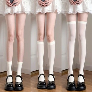 Summer Velvet Over-the-Knee Socks Children's Mid-length Socks Japanese Stocking Students Striped Thigh Socks CS Uniform Socks
