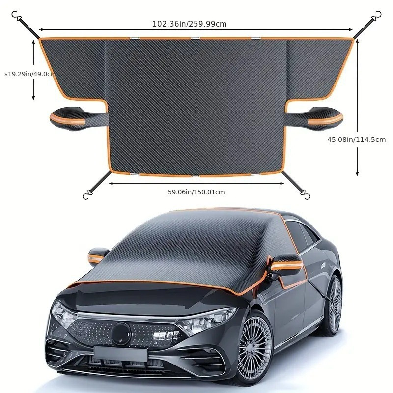 Cross-border best-selling car snow cover, enlarged and thickened, snowproof car cover, front windshield snow shield, car snow guard