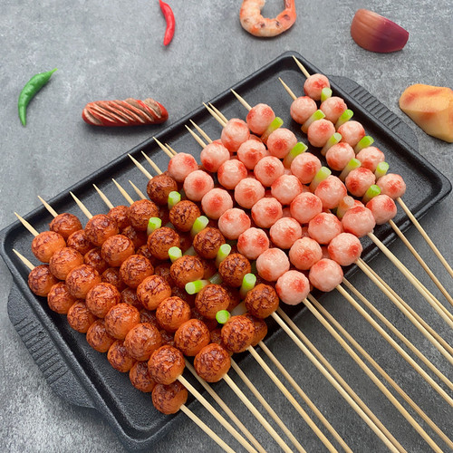 Simulated skewers BBQ skewers fake mutton skewers beef skewers meat spicy hot BBQ food model props ornaments