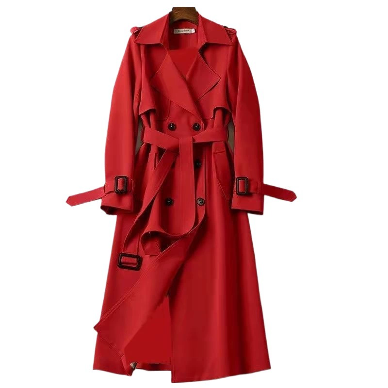 Черное длинное осеннее trench coat, середина длины, корейский стиль, для подростков, британский стиль
